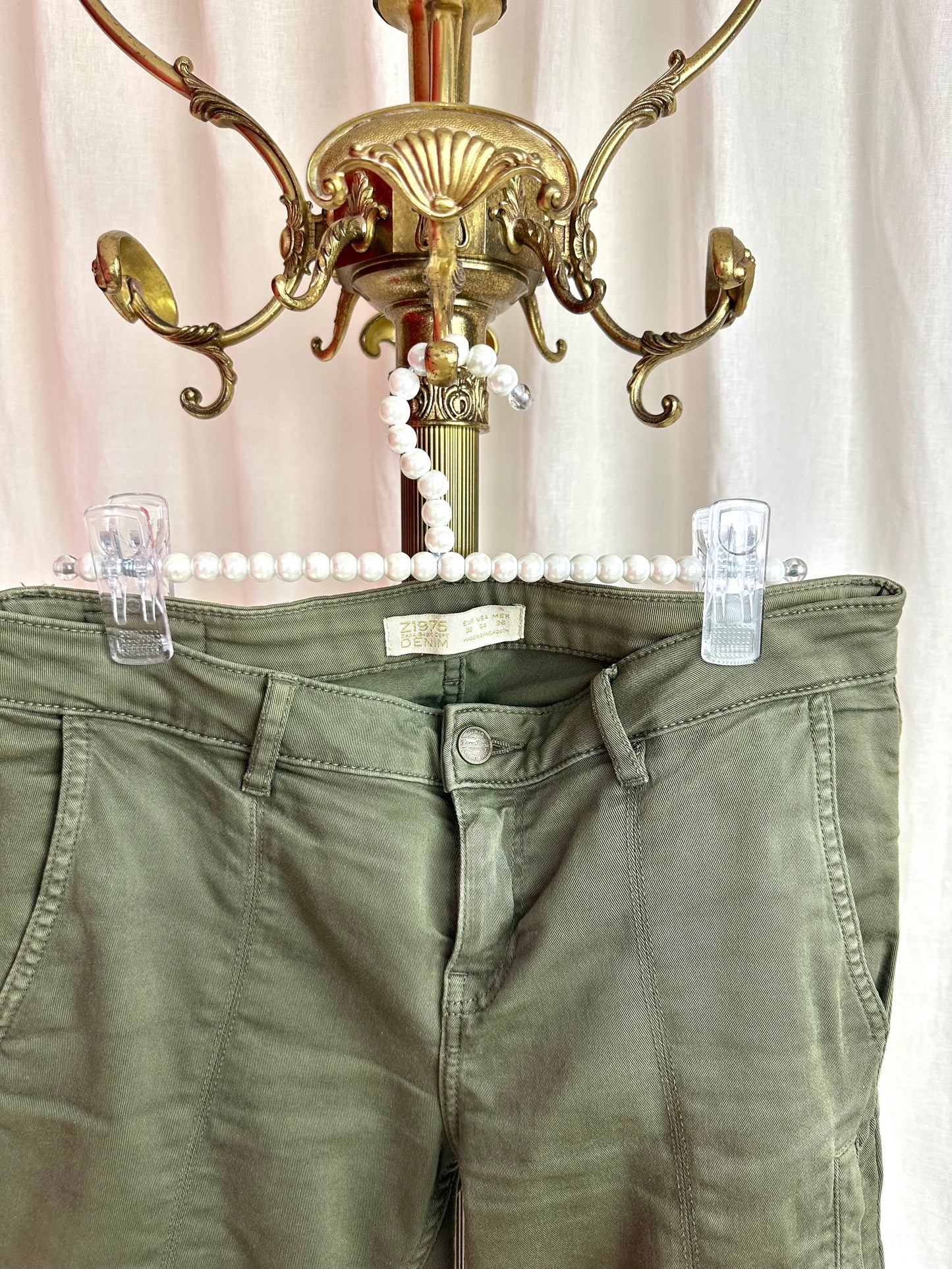 Broek Zara cargo legergroen maat 38