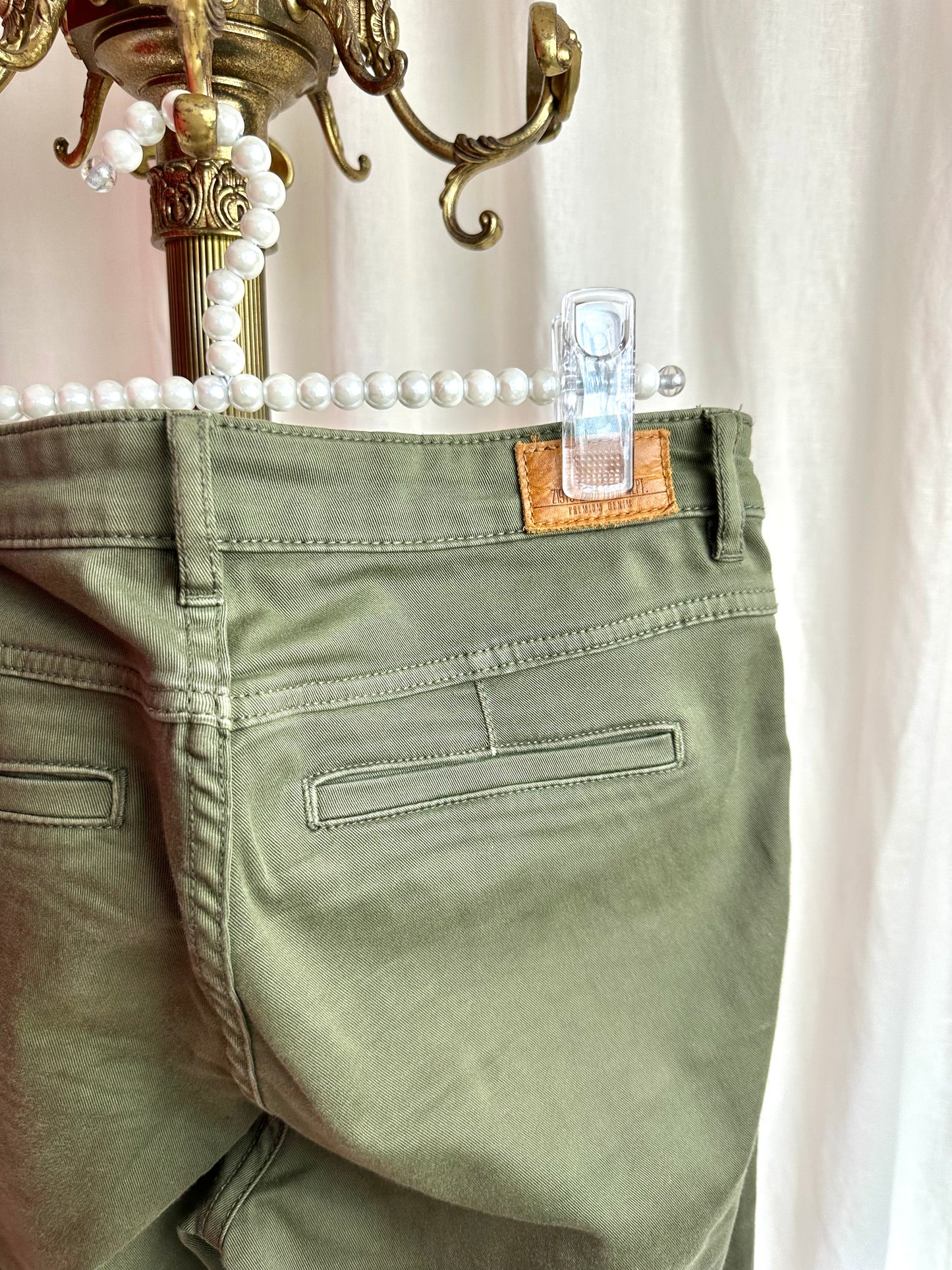 Broek Zara cargo legergroen maat 38