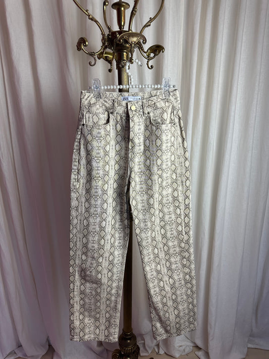 Broek Zara slangenprint beige maat 34