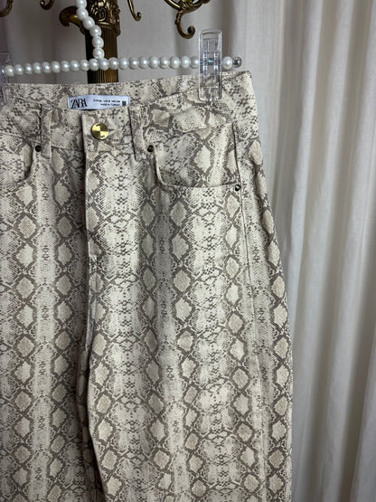 Broek Zara slangenprint beige maat 34
