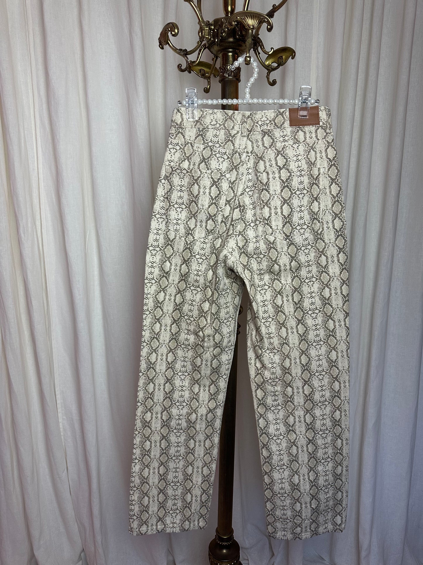 Broek Zara slangenprint beige maat 34