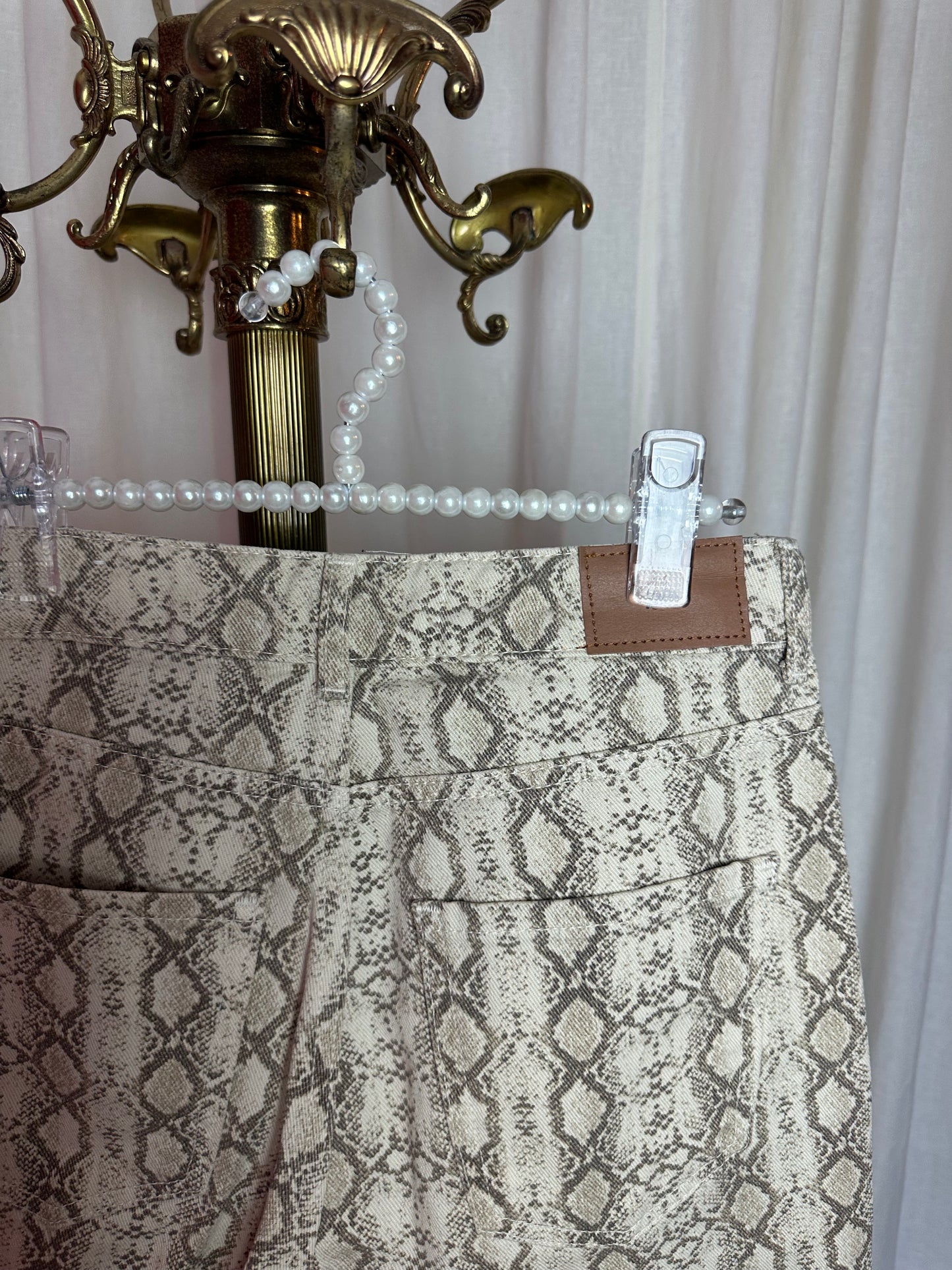 Broek Zara slangenprint beige maat 34