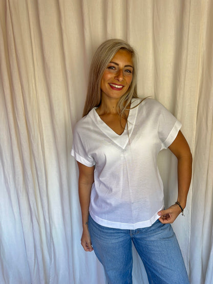Top Fabiana Filippi korte mouw wit, beige - maat XS (34)