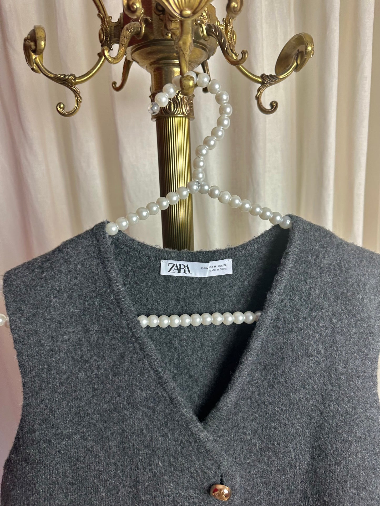 Gilet Zara knopen donkergrijs maat M