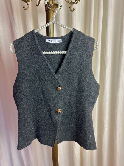 Gilet Zara knopen donkergrijs maat M