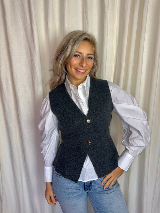 Gilet Zara knopen donkergrijs maat M