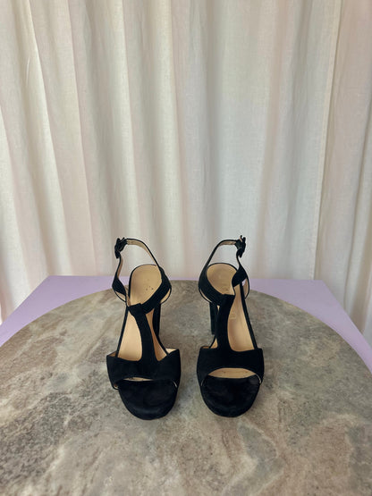 Hakken Unisa blok open suede zwart maat 38