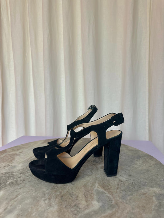 Hakken Unisa blok open suede zwart maat 38