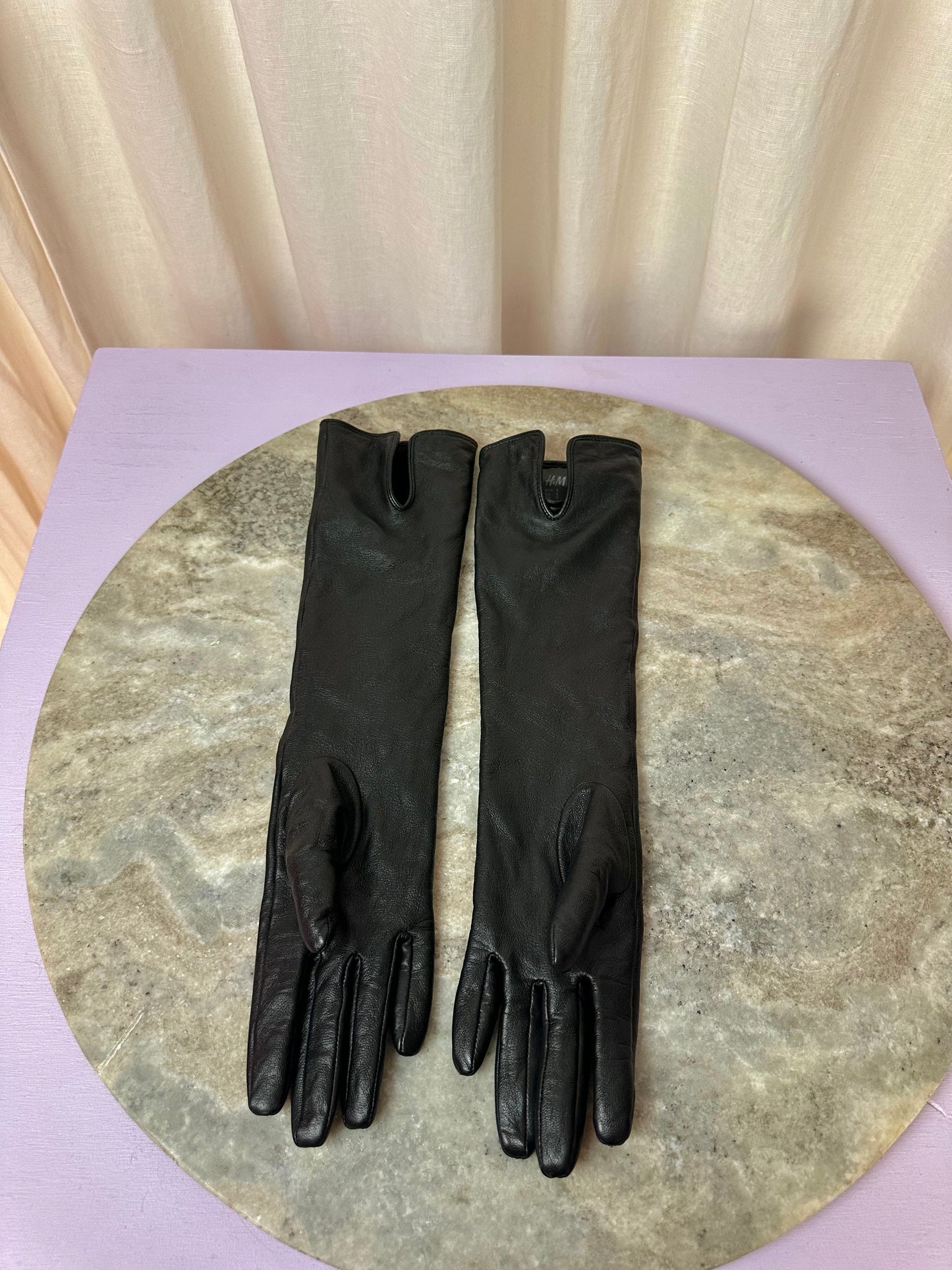 Handschoenen H&M lang lederlook zwart - maat S(36)