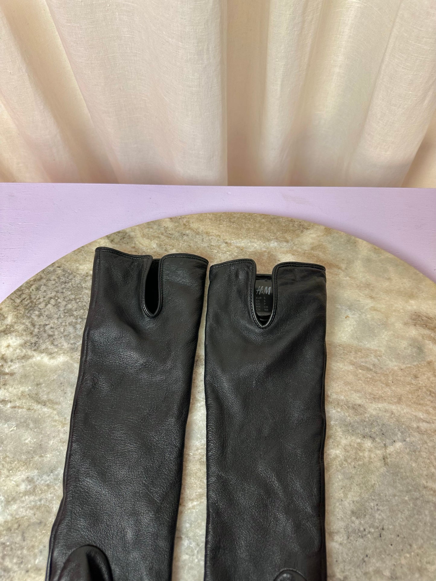 Handschoenen H&M lang lederlook zwart - maat S(36)