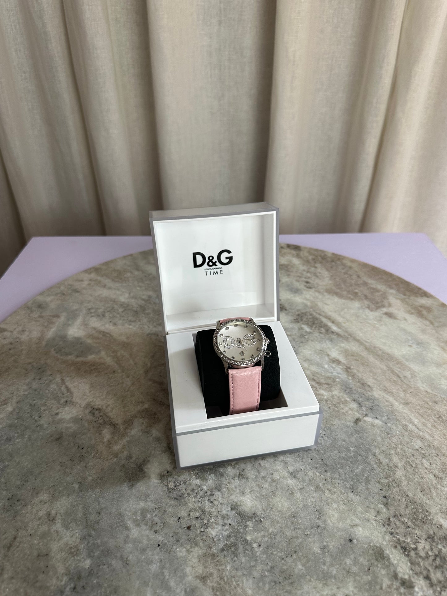 Horloge Dolce&Gabbana leer strass lichtroze