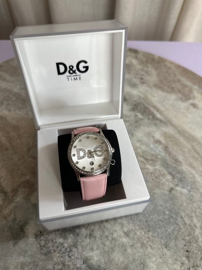 Horloge Dolce&Gabbana leer strass lichtroze