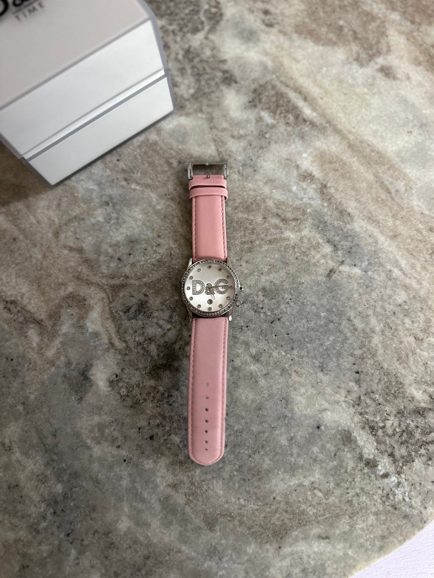Horloge Dolce&Gabbana leer strass lichtroze