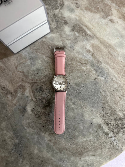 Horloge Dolce&Gabbana leer strass lichtroze