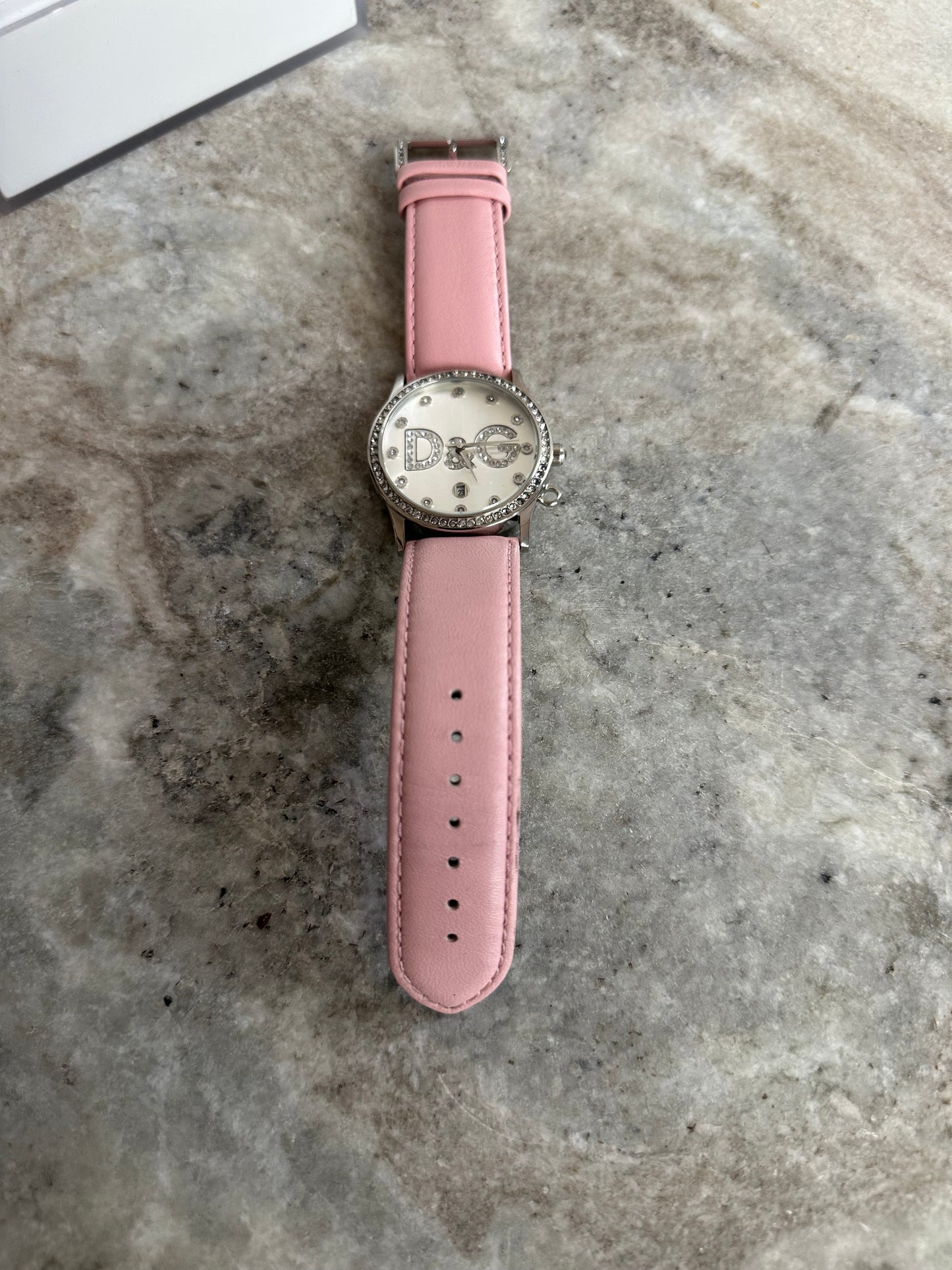 Horloge Dolce&Gabbana leer strass lichtroze