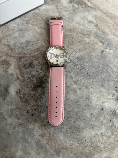 Horloge Dolce&Gabbana leer strass lichtroze