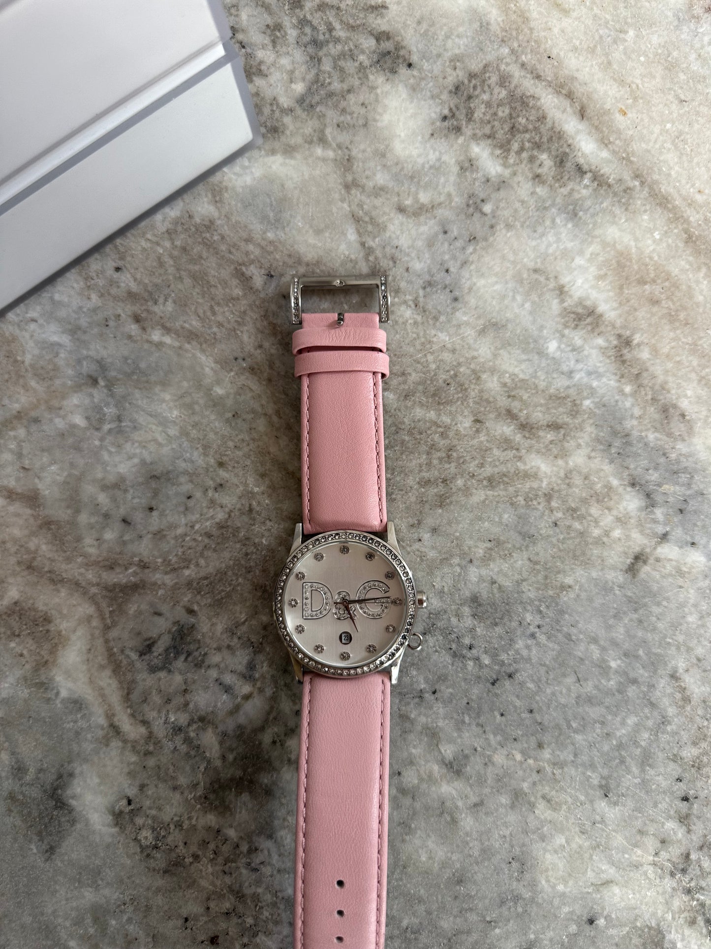 Horloge Dolce&Gabbana leer strass lichtroze