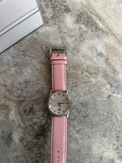 Horloge Dolce&Gabbana leer strass lichtroze