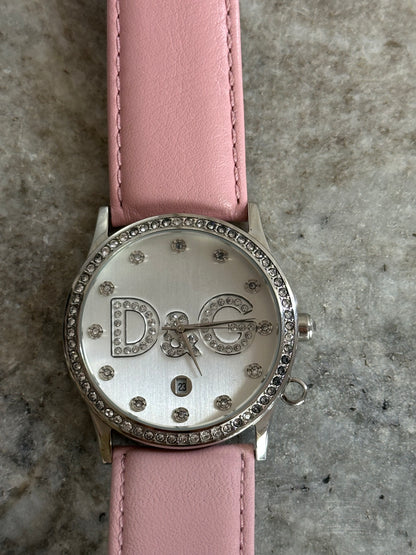 Horloge Dolce&Gabbana leer strass lichtroze