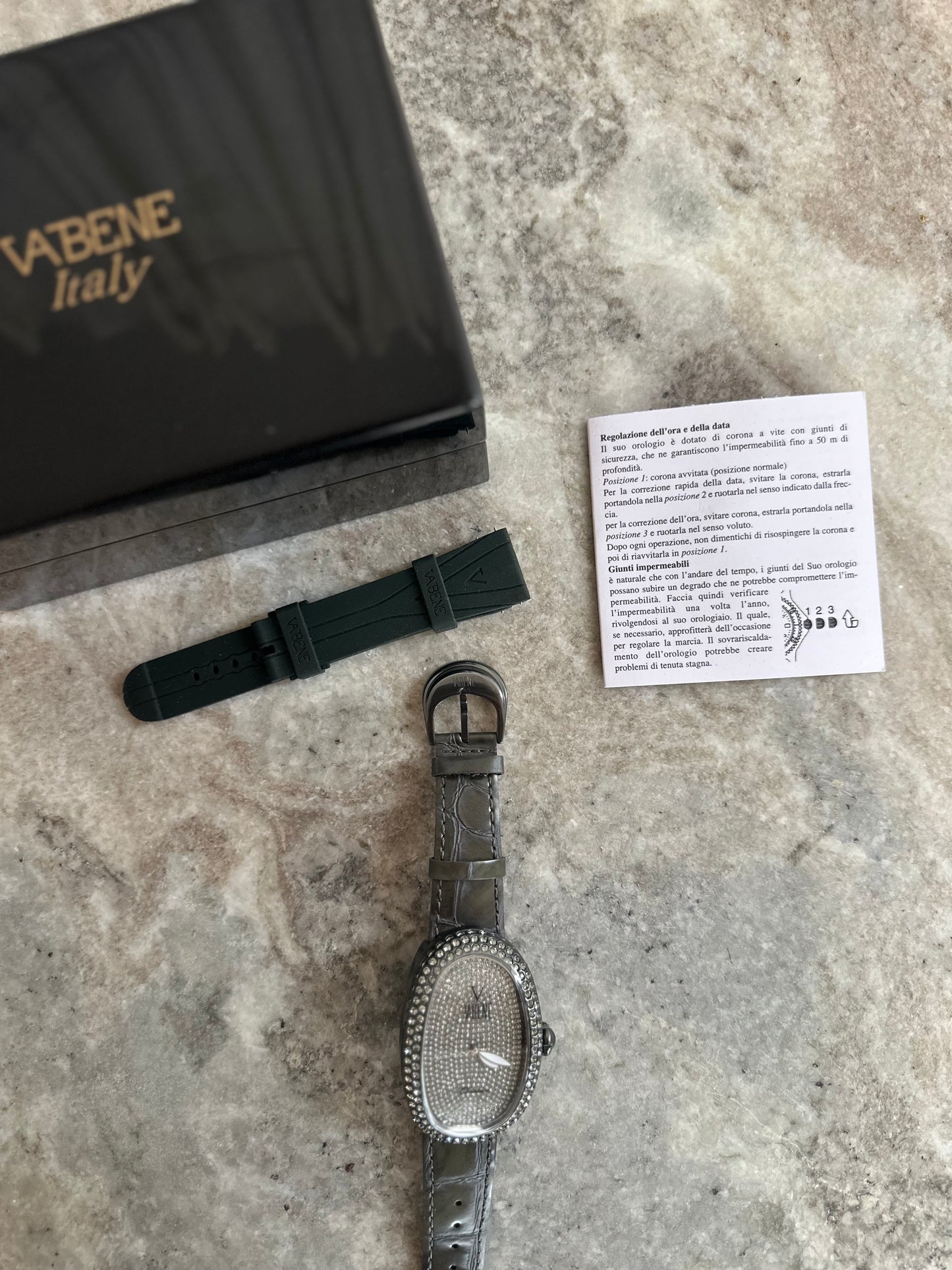 Horloge Vabene Italy Classico Pave strass legergroen