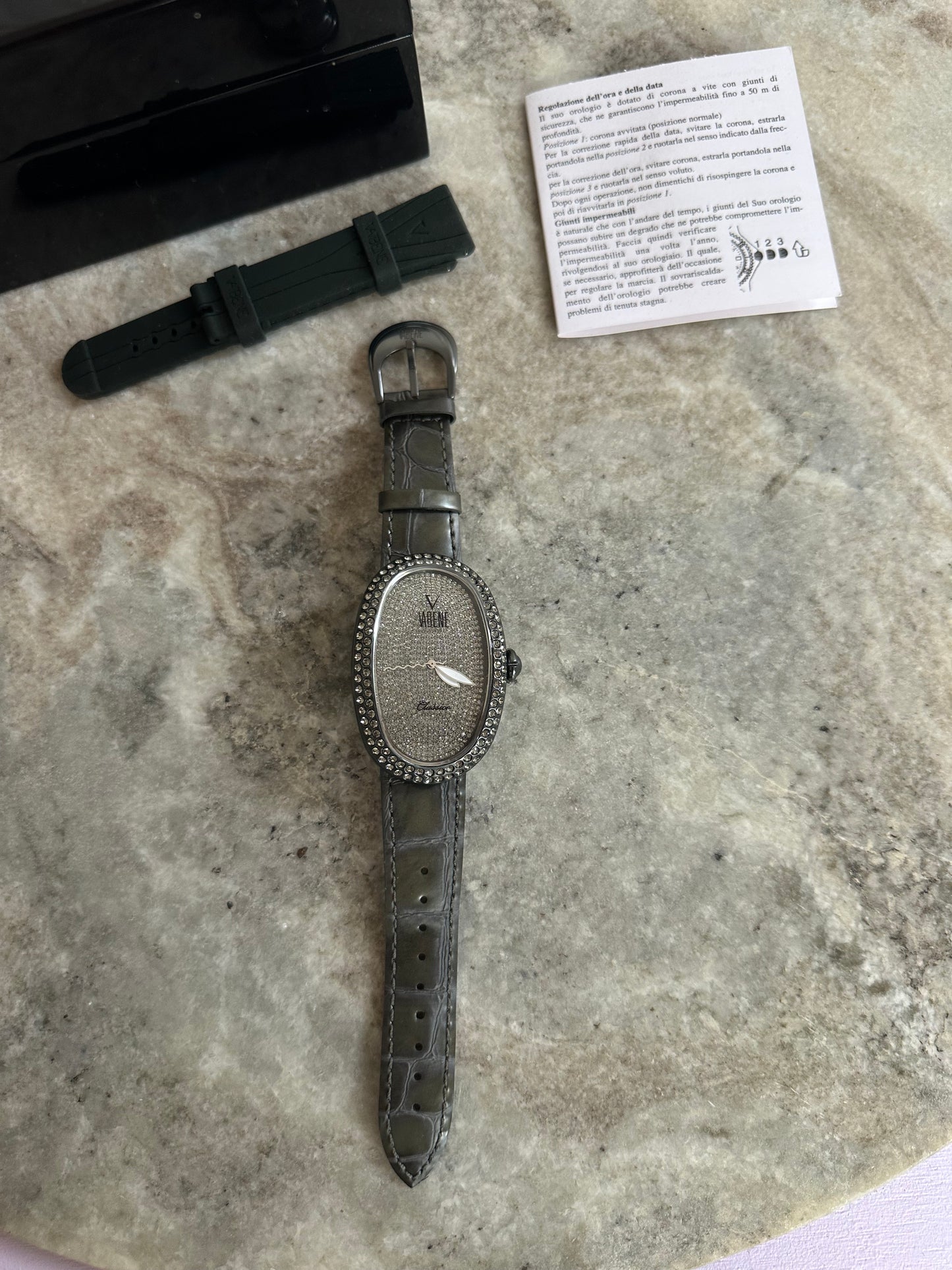Horloge Vabene Italy Classico Pave strass legergroen