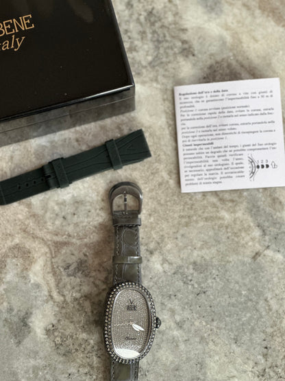 Horloge Vabene Italy Classico Pave strass legergroen