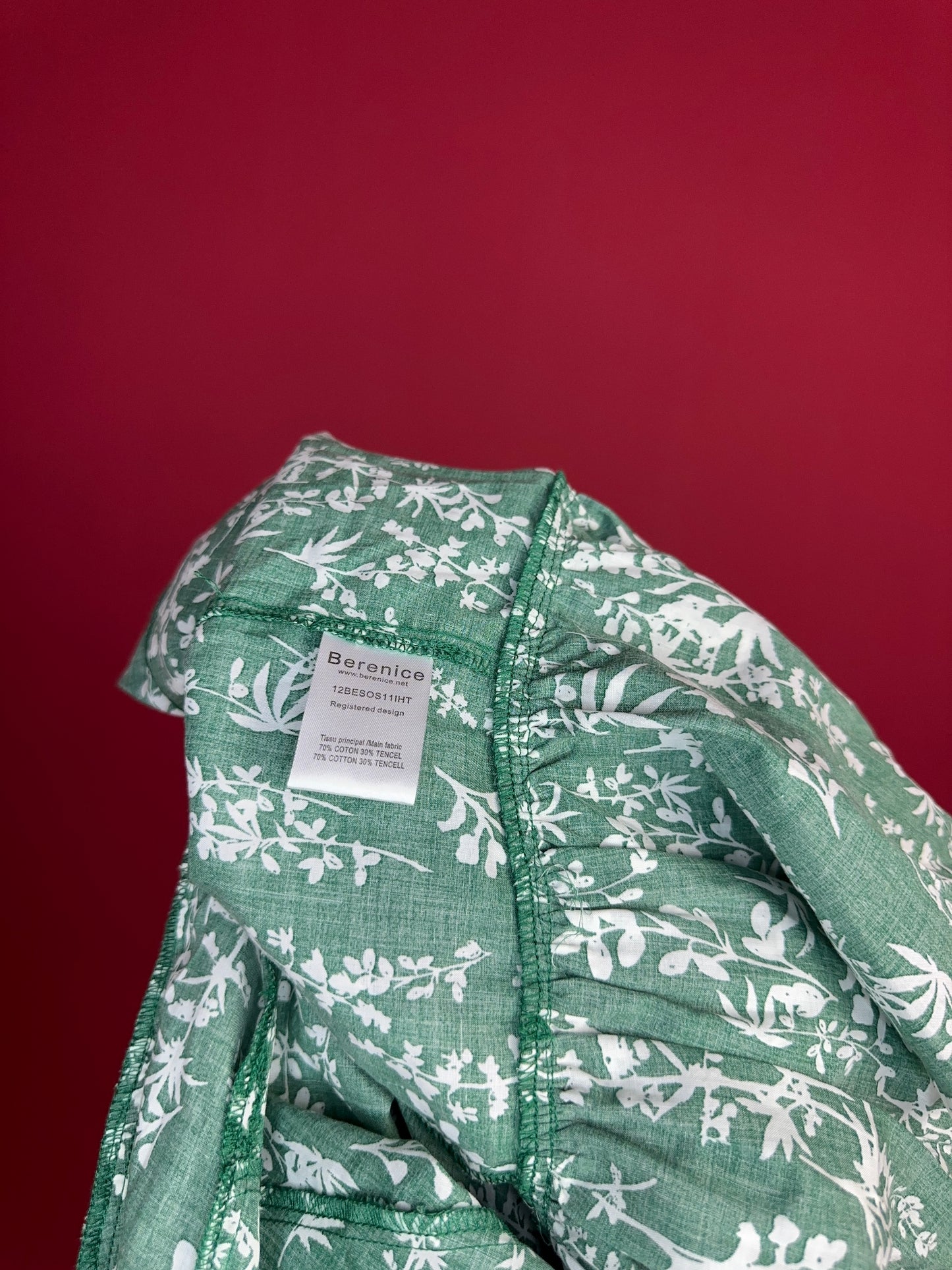 Blouse Berenice paris print groen/wit - Maat 40