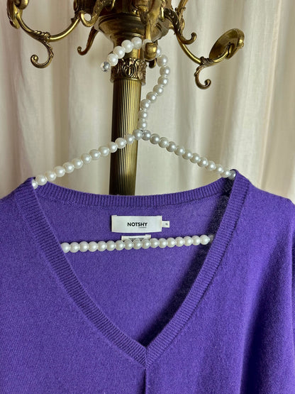 Jurk Notshy cashmere gebreid paars - Maat XL