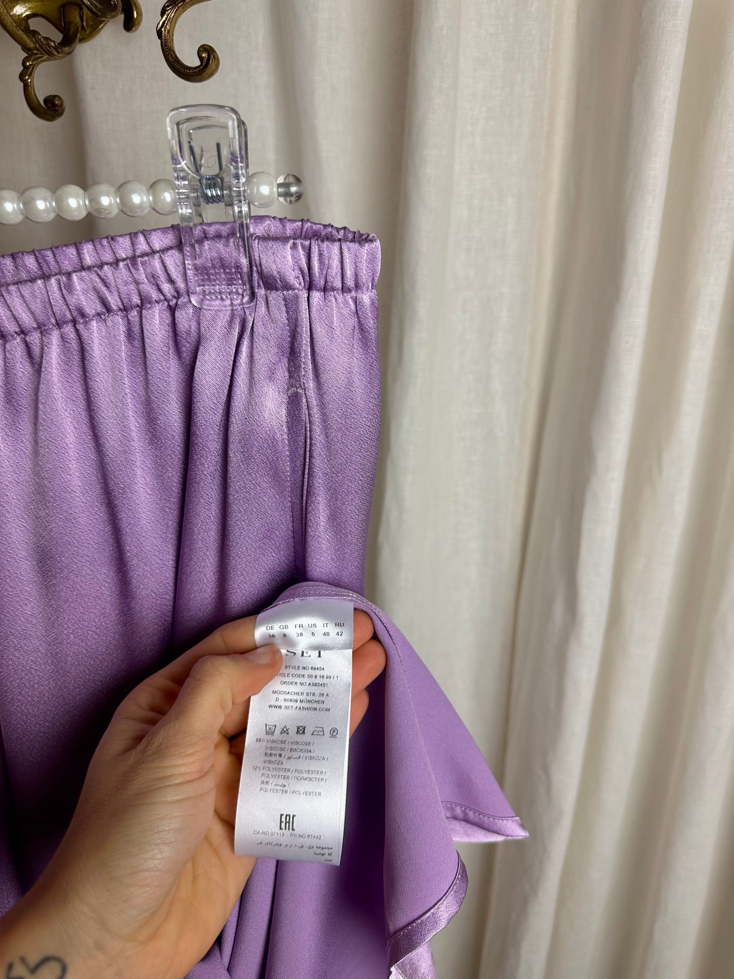 Rok SET satijnlook lila - Maat 36