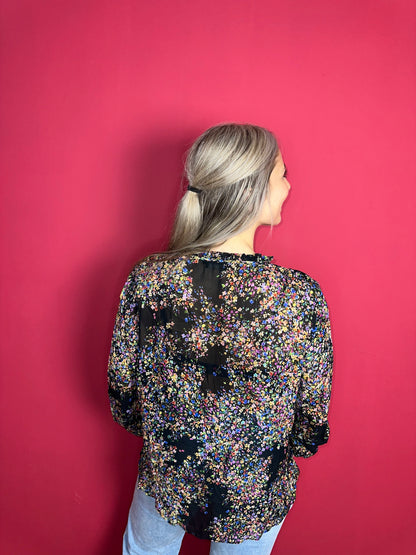 Blouse SET bloemenprint zwart - Maat 42