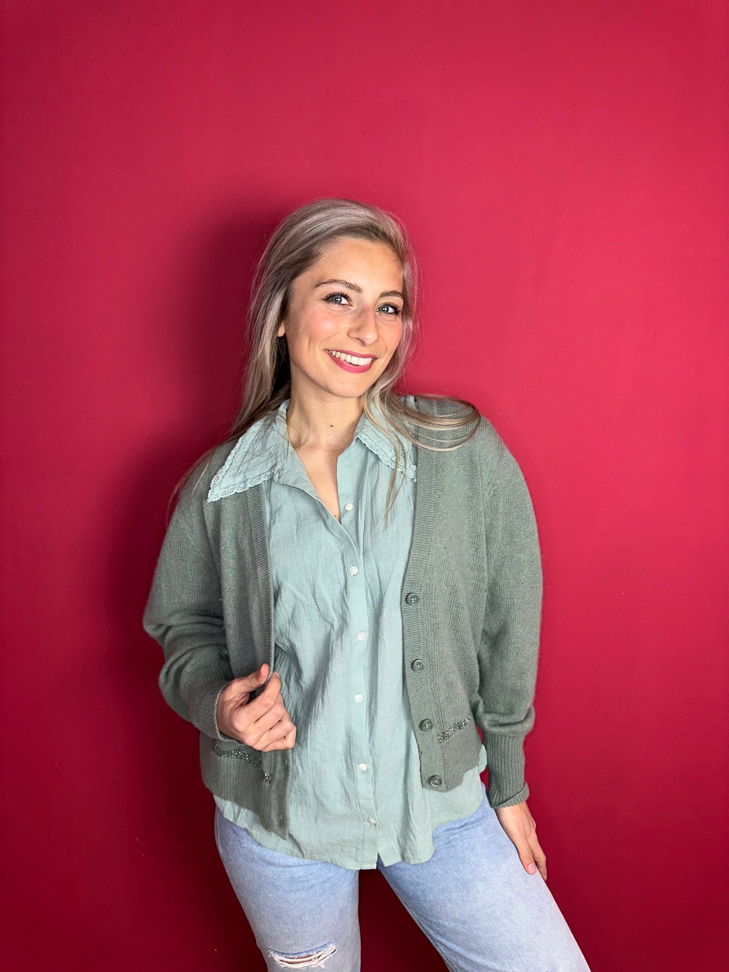 Vest/trui Berenice Paris groen - Maat L