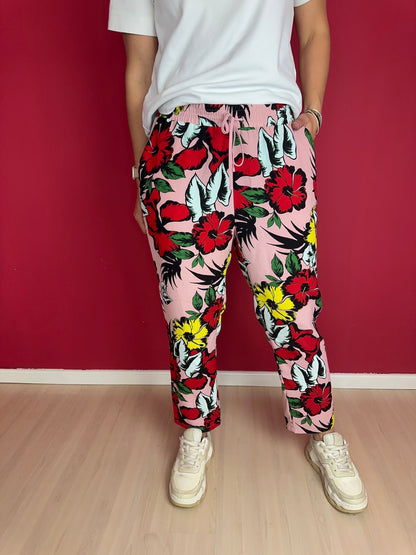 Broek LIU JO bloemenprint roze - Maat 40