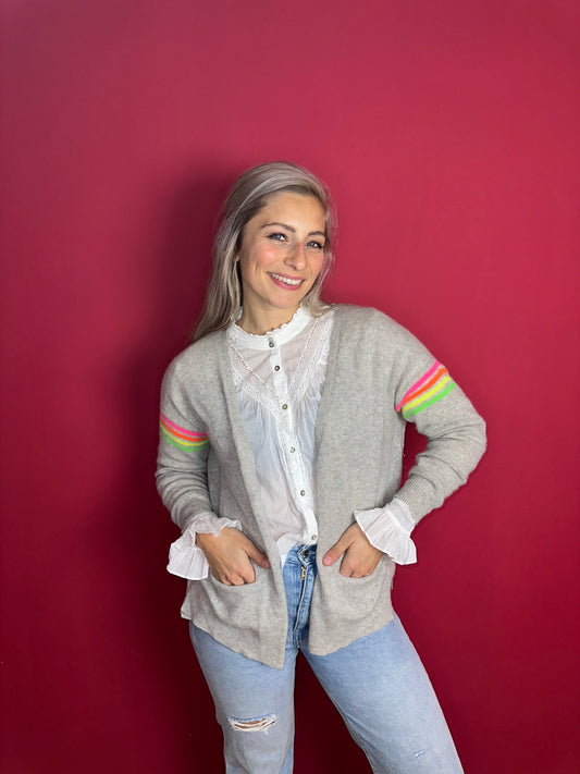 Vest Absolut Cashmere lichtgrijs&Neon - Maat M