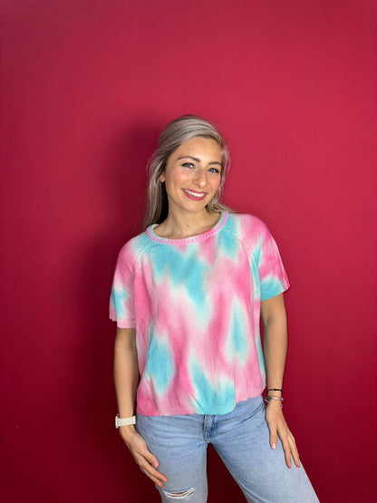 Trui Max&Moi tiedye roze/aqua - Maat L