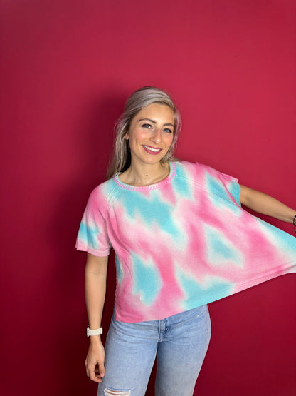 Trui Max&Moi tiedye roze/aqua - Maat L