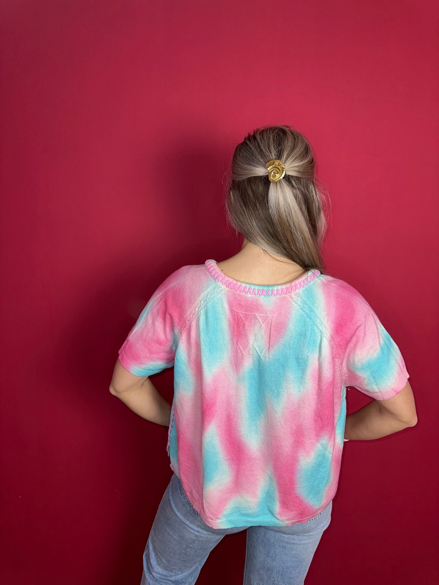 Trui Max&Moi tiedye roze/aqua - Maat L