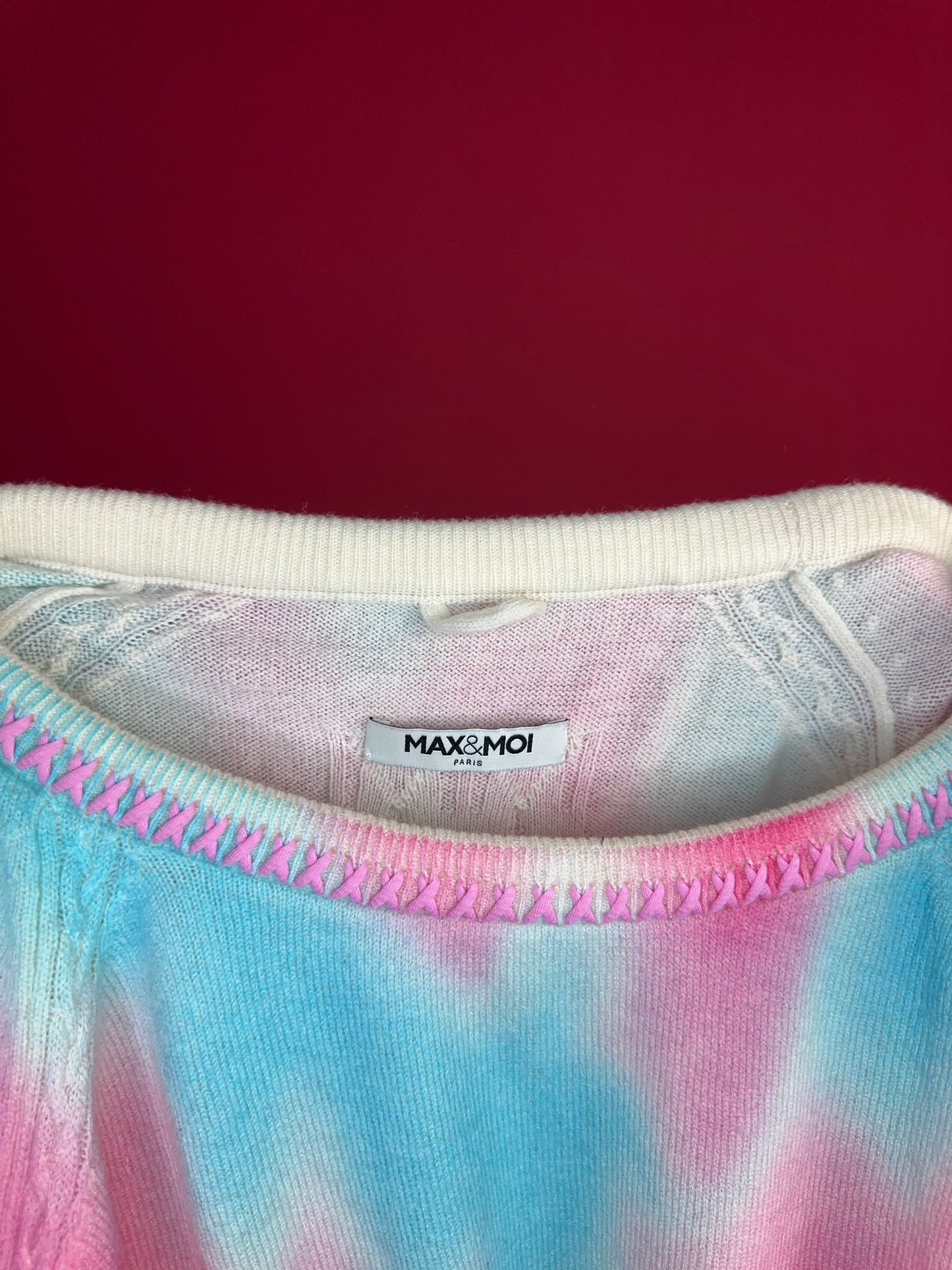 Trui Max&Moi tiedye roze/aqua - Maat L