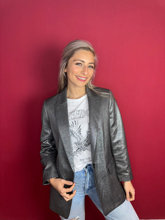 Blazer SET glitter zilver - Maat 42