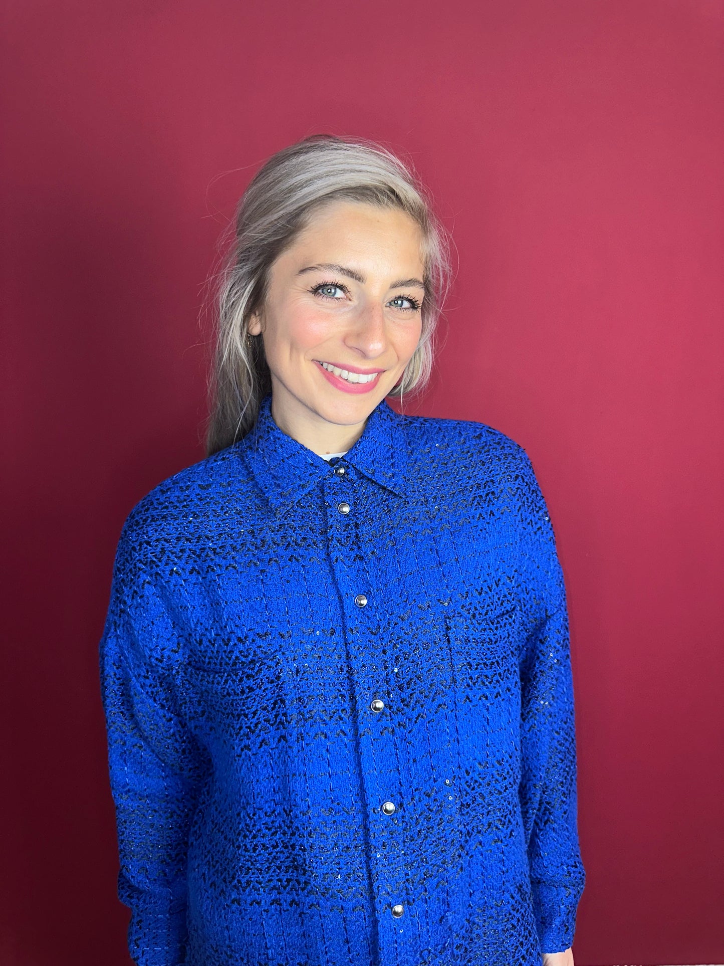 Overshirt IRO Hetas tweed cobalt - Maat XS