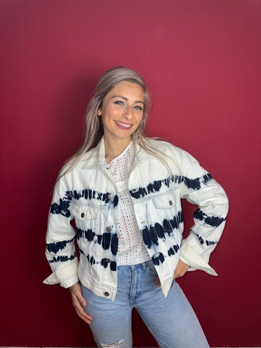 Jasje jeans P.A.R.O.S.H blauw/wit - Maat XL