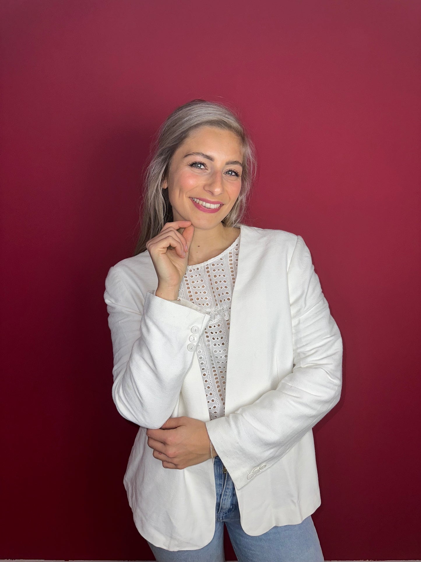 Blazer Twinset linnen wit - Maat XL
