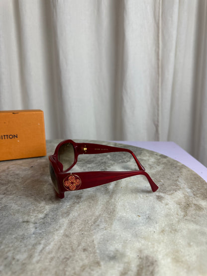 Louis Vuitton zonnebril – rood montuur met Monogram strass details