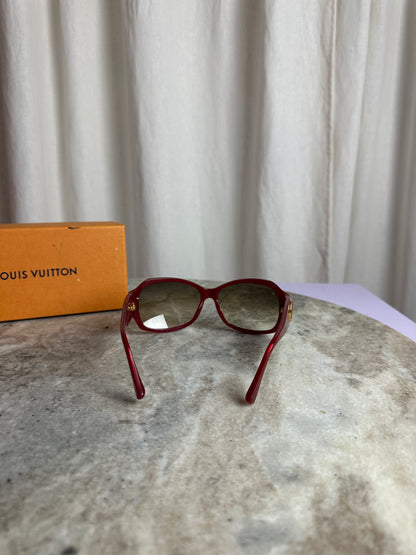 Louis Vuitton zonnebril – rood montuur met Monogram strass details