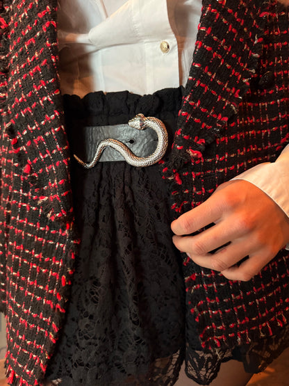 Blazer SET fashion tweed rood/zwart/zilver - Maat 42