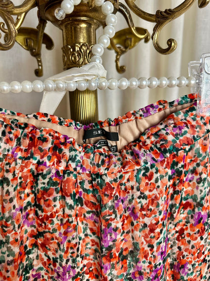 Rok SET bloemenprint koraal - Maat 38