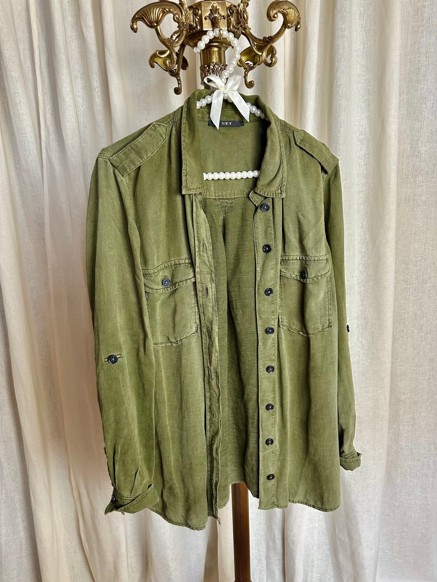 Blouse SET legergroen - Maat 40