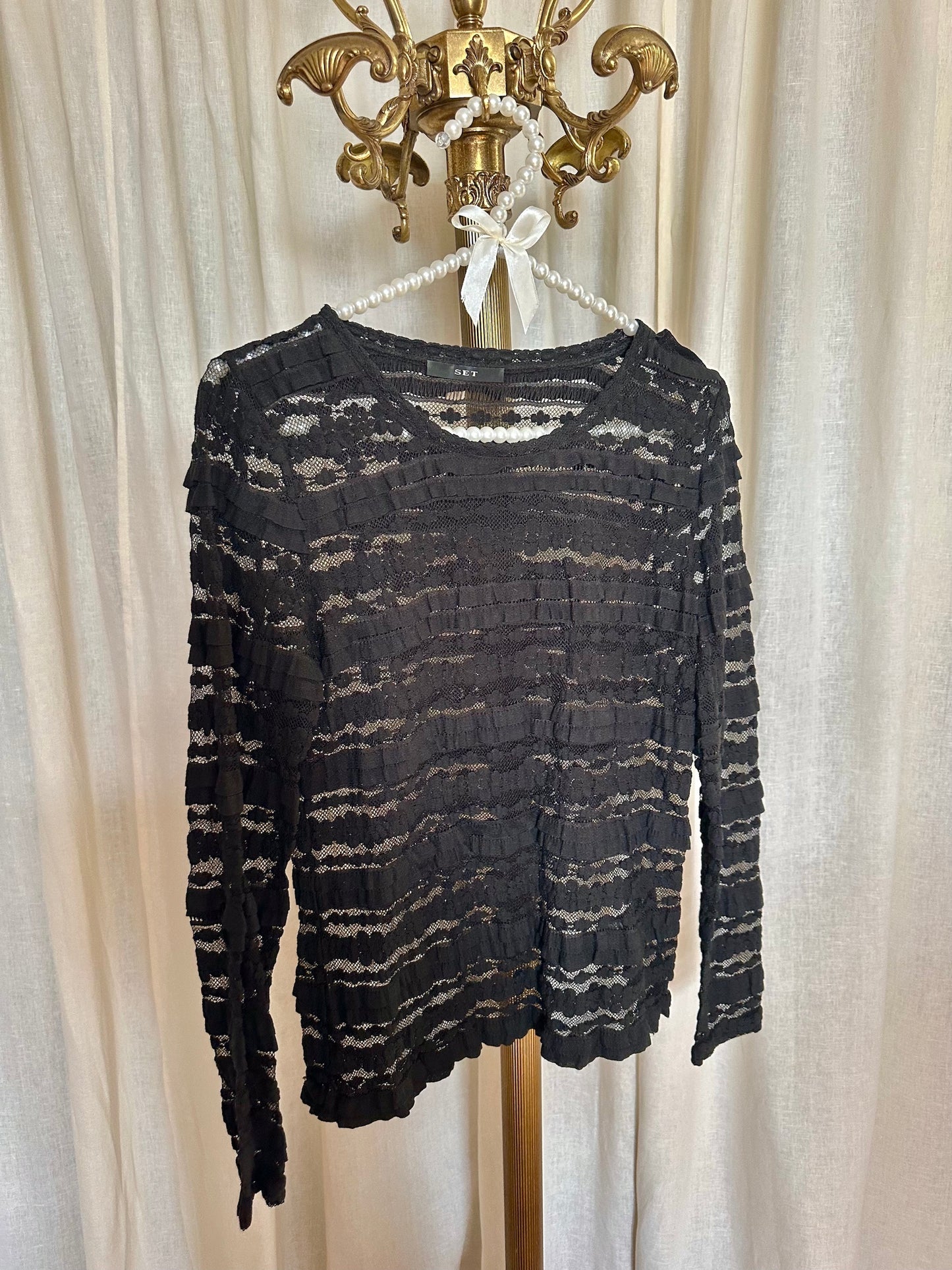 Top SET kant zwart - Maat 36