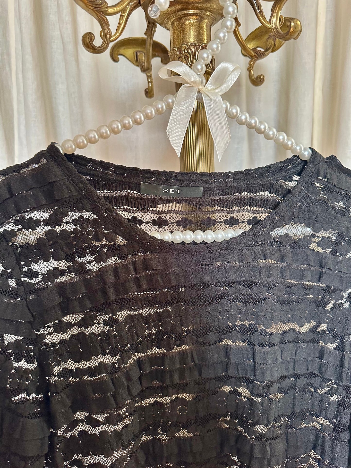 Top SET kant zwart - Maat 36