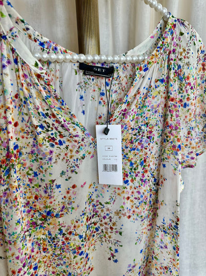 Blouse SET bloemenprint crème - Maat 38
