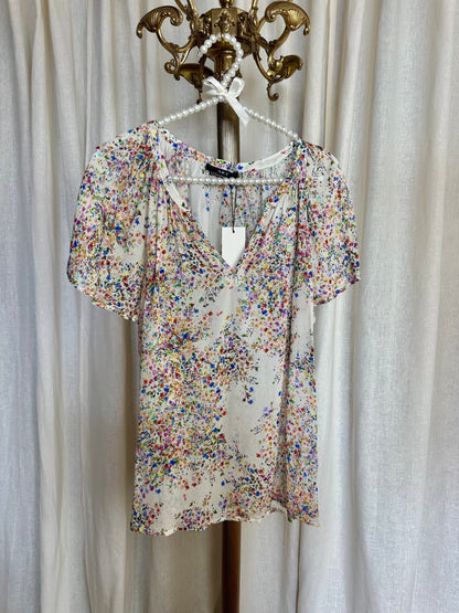 Blouse SET bloemenprint crème - Maat 38